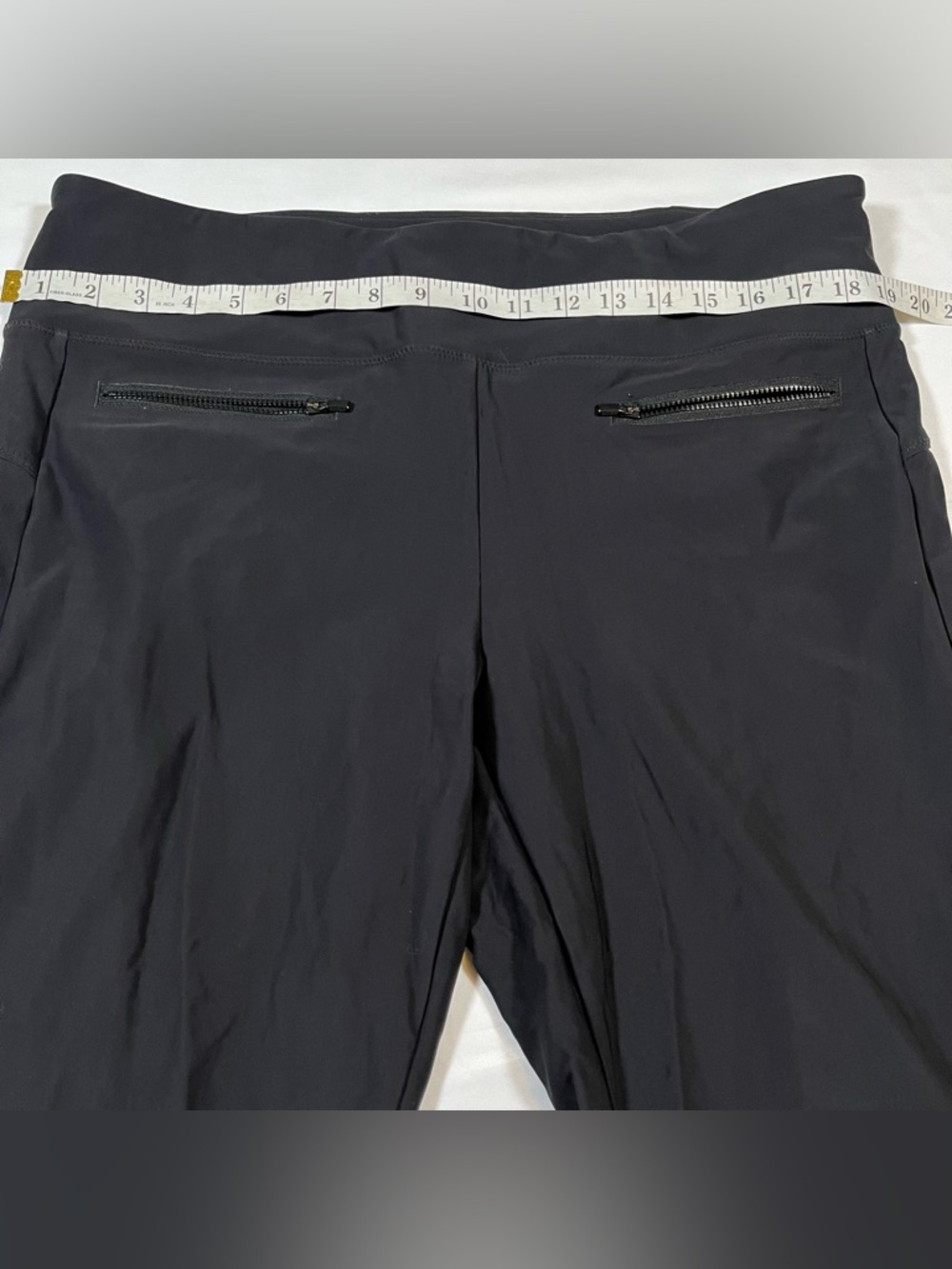 Athleta steller Cropped Slim Pants Raw Hem Black Front Zipper Stretch XL - Picture 7 of 8